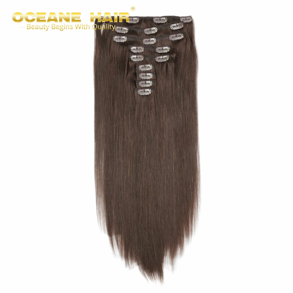 

Oceane Hair #2 Dark Brown 100g 9pcs Clip In Hair Extension full head unprocessed Soft Brazilian Remy virgin human hair Straight