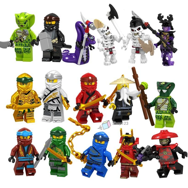 

Legoingsly Ninjagoes Movie Snake Jay Master Wu Acout Cole Lloyd Nya Monsters Zane Chokun Model Ninja Building Blocks Toys Kids