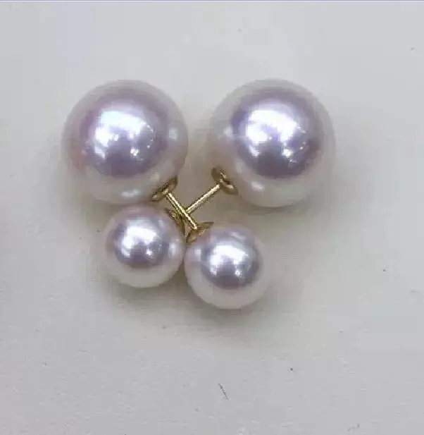 

new round AAA 6-11mm round south sea white pearl earring 14k