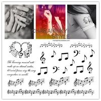 Временные татуировки наклейки музыкальные ноты дизайн переводный боди-арт водостойкий макияж - изображение