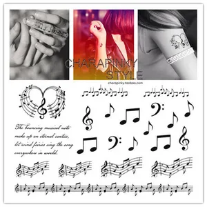 Временные татуировки наклейки музыкальные ноты дизайн переводный боди-арт водостойкий макияж - изображение