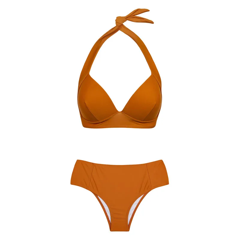 Halter high waist bikini women 2018 Push up plunge swimsuit solid sexy vintage swimwear female Sport bathing suit red bikini set HTB1hgeXngKTBuNkSne1q6yJoXXaG - Halter high waist bikini women 2018 Push up plunge swimsuit solid sexy vintage swimwear female Sport bathing suit red bikini set
