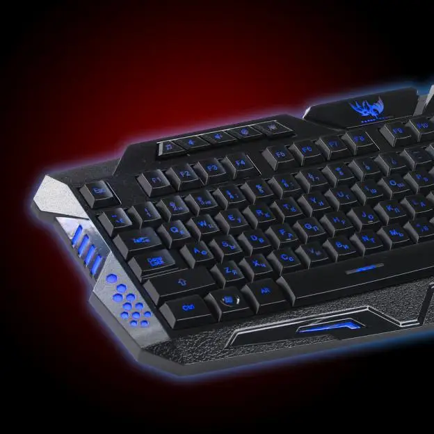 Русский USB проводной 3 Цвета Трещины LED Подсветка мультимедиа PC Gaming Keyboard красивый подарок 17nove9