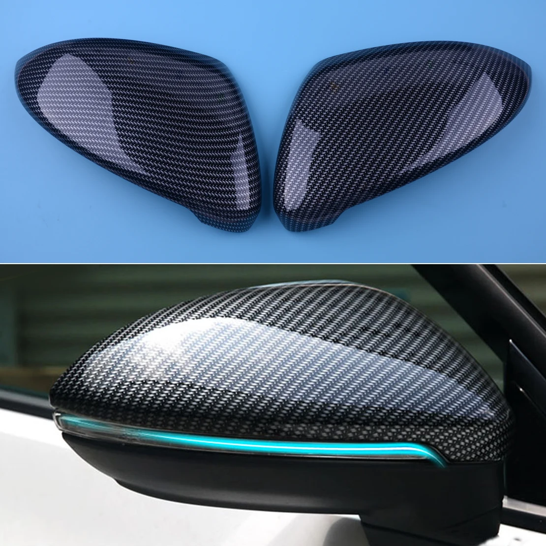 CITALL 2 шт. Черный углеродного волокна Стиль боковые Зеркало заднего вида Крышка отделки, пригодный для VW Golf 7 MK7