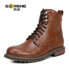 SERENE/3123 мужские ботинки из натуральной кожи на квадратном каблуке; сезон осень-зима; модные мужские ботинки в байкерском стиле с высоким берцем и шнуровкой
