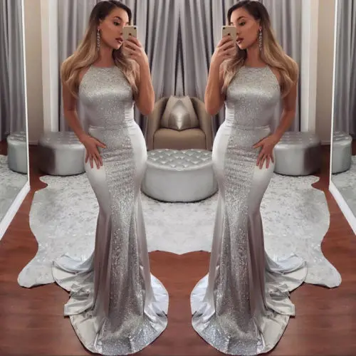 

Mermaid Dress Xmas Sparkle Long Dresses Skinny Sleeveless Blink Sexy Backless Attrative Lace up Prom Bridesmaid Gown Women