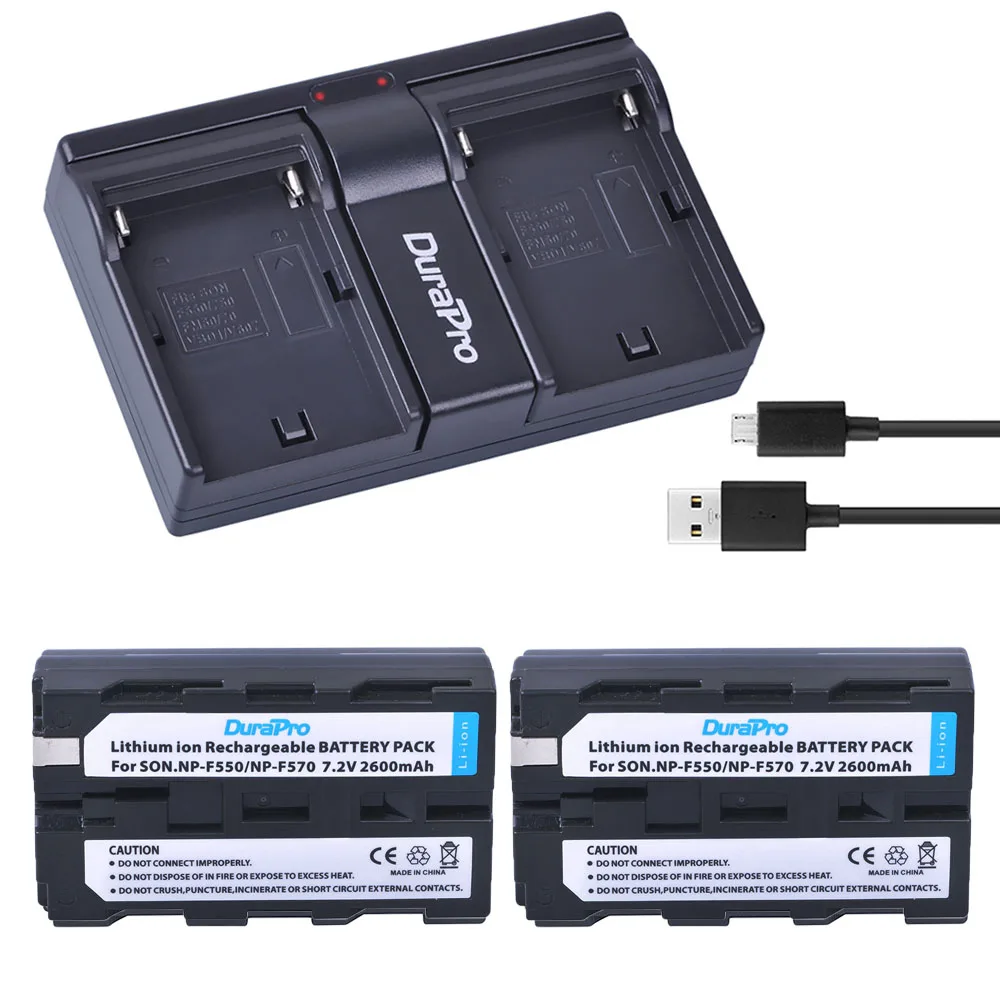 2 шт. NP F550 F570 запасная литий ионная батарея + USB двойное зарядное устройство для Sony