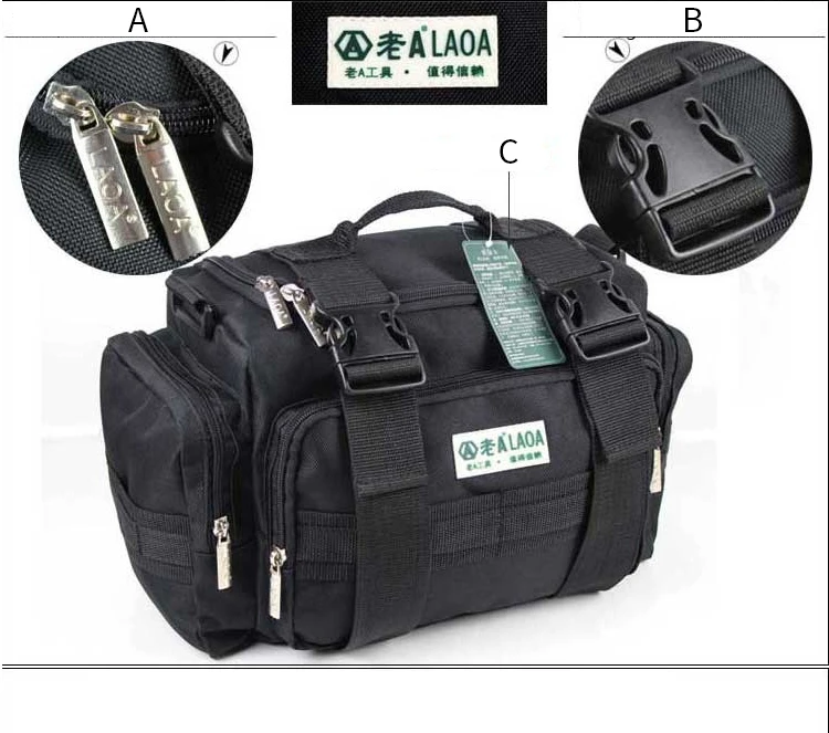 LAOA Electrician Bag 15 Inch Double Layers Thicken Top Wide Mouth Oxford Waterproof Wear-resisting Bag Tools Bag bike tool bag