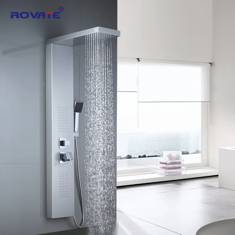 ROVATE ванная душевая панель 304 для ванной из нержавеющей стели набор для душа с ручным душем настенное крепление Душ Смесители