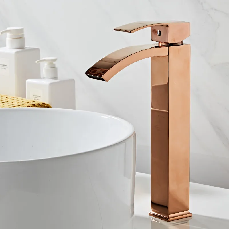 Basin faucet brass Brushed Gold bathroom faucet single handle torneiras para pia de banheiro sink Wash faucet waterfall faucet