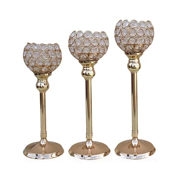 

3 Sizes Gold Crystal Tealight Candle Holders Candlesticks Stand for Wedding Table Centerpieces Mother's Day Home Decoration