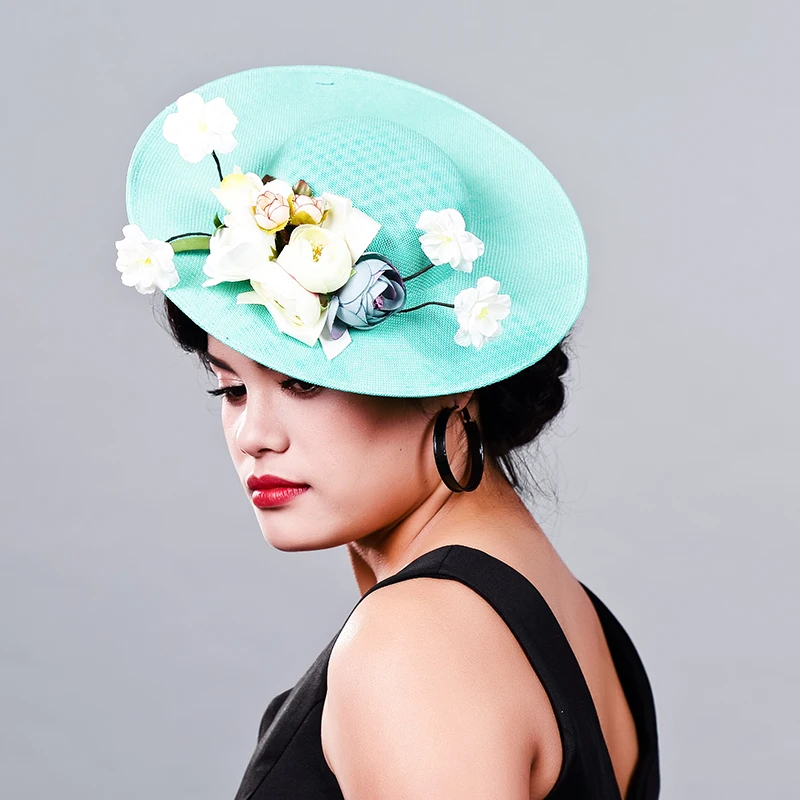 

Women Fancy Feather big size beauty Fascinator Headwear Wedding Hats and derby Fascinators White Net Hair Accessories for Bridal