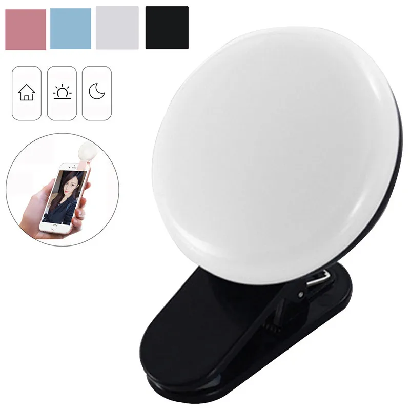 

Portable Luxury Selfie LED Camera Ring Flash Fill Light For IPhone 8 7 plus Mobile Phone for ipad smart phone Selfie Flash Light