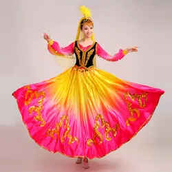 2017 реальные Disfraces Новый Уйгурский костюмы Костюмы для народных китайских танцев меньшинства костюм платье Синьцзян характеристика