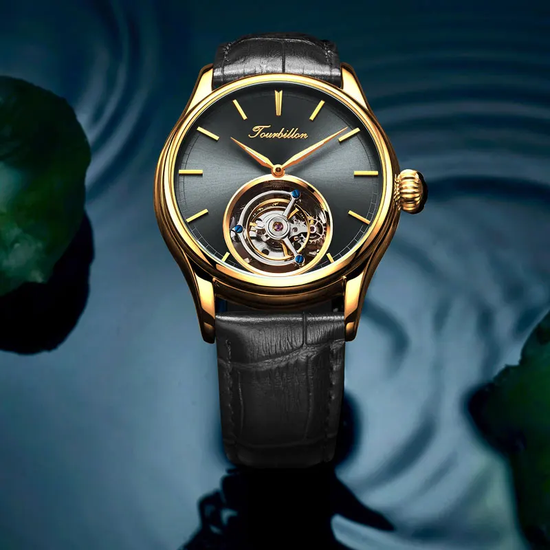 Настоящие Tourbillon, мужские часы, Копейка, механические часы, Топ бренд, роскошные Tourbillon, для мужчин, t, мужские часы, montre homme, 7005G - Цвет: G-BL