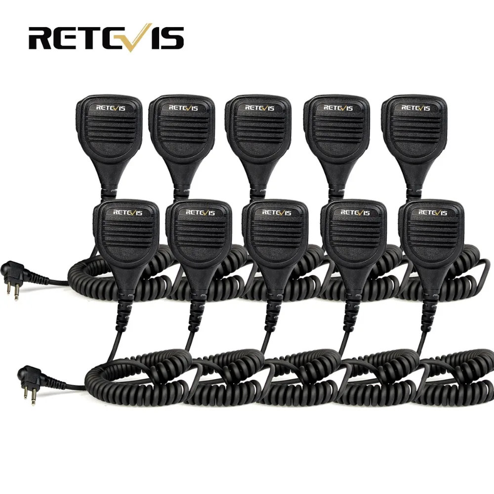 Портативный двухканальный микрофон Retevis 2 Pin 10 шт. для рации Motorola GP68/GP88/GP300/GP2000/CT150 cb