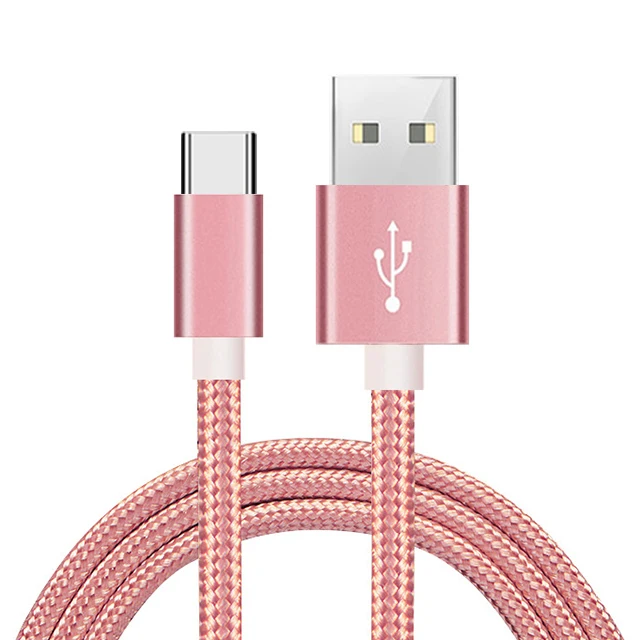 SUPTEC Прочный Плетеный Нейлоновый usb type-C кабель для samsung Xiaom huawei usb type C зарядный кабель для передачи данных USB-C шнур зарядного устройства - Цвет: Rose gold