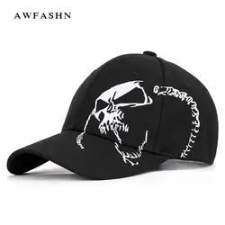 2019 новая мода бейсболка череп вышивка хип хоп шляпа для взрослых шапки хлопок спорт дальнобойщик черный Высокое качество Мужские и женские