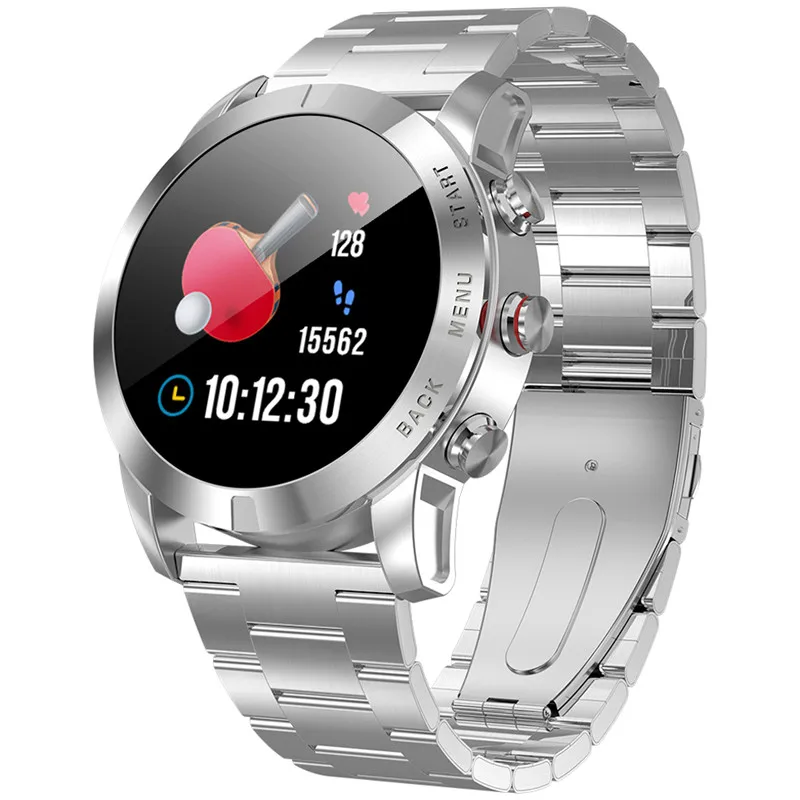 Смарт-часы, 1,3 дюймов, водонепроницаемый браслет, монитор сердечного ритма, счетчик шагов, напоминание о малоподвижности, IP68, 350 мАч, встроенный смарт-браслет - Цвет: Steel strip
