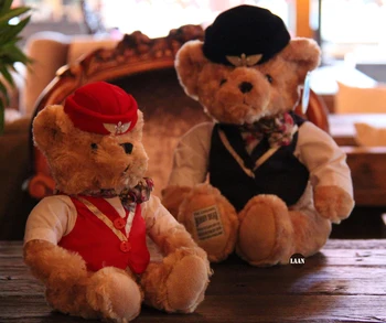 Pilot Teddy Bear Flight Attendant Bear Doll Plush Toy Doll Dress Bear Birthday Gift Captain Teddy Bear teddy bear