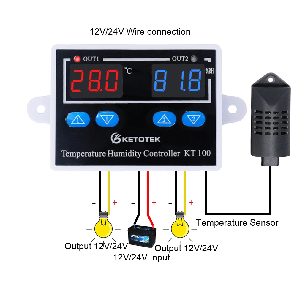 KT100 AC 110V 220V DC 10A цифровой регулятор температуры и влажности домашний холодильник термостат гигрометр термометр