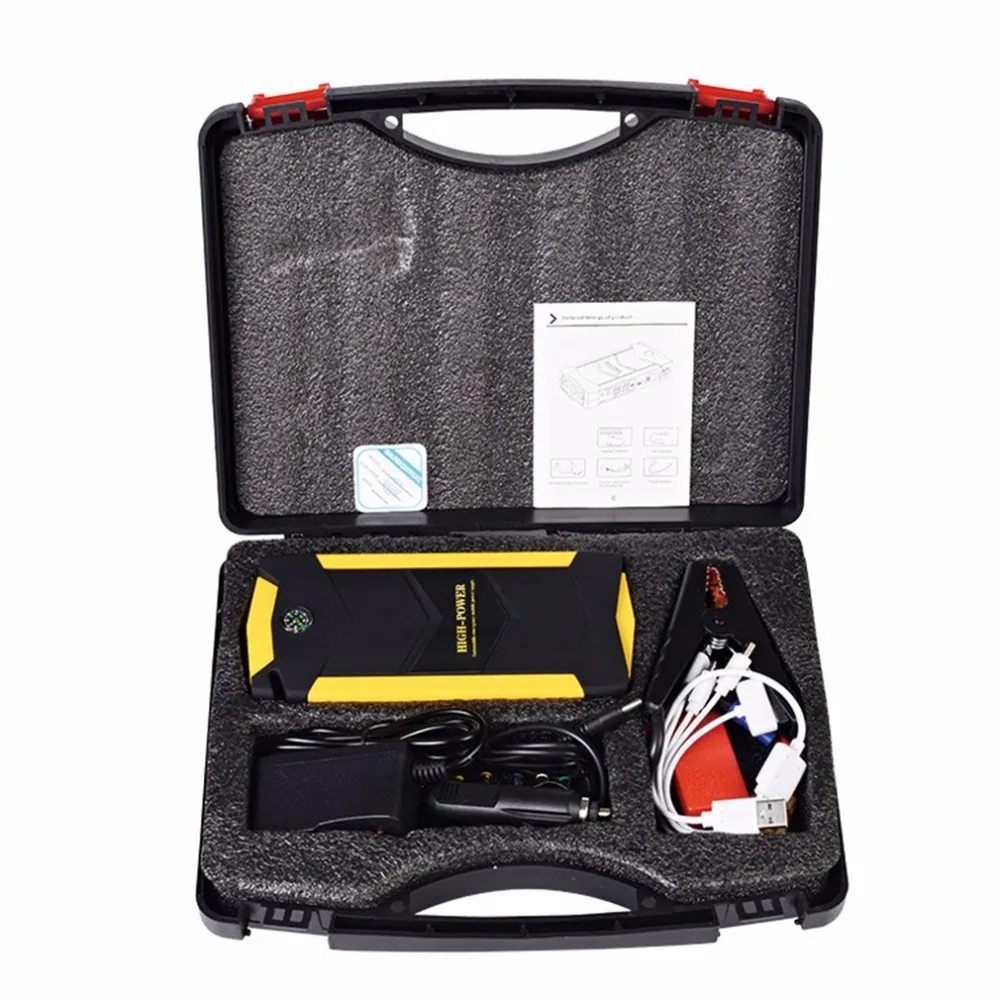 

Car Jump Starter 12V 69800mAh Capacity Multi functional 4 USB Booster Charger Battery Power Bank Emergency Mobile Power Tool Kit