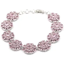 Горячая Распродажа 28,8 г розовый кунцит женский подарок серебряный браслет 7,0-дюйма 18x17 мм