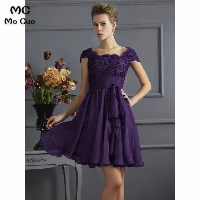 A-Line Scoop Lace Short Chiffon Bridesmaid Dresses543677