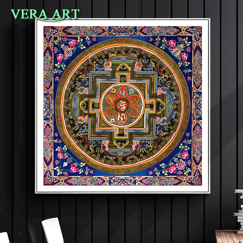 

Tibet Thangka Art Painting Printed Art Print Large Posters Tibetan Mandala Buddha Flower Oil Canvas Art Painting Printed Decor