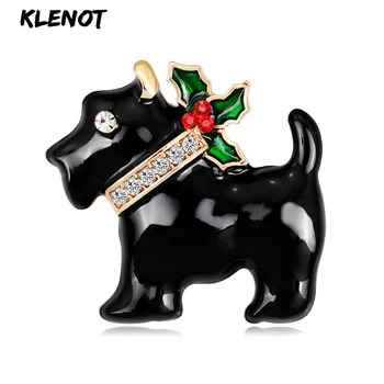 

Cute Christmas Animal Brooch for Decoration Gold-Color Crystal Brooch Women Pin Ornaments Jewelry Enamel Dog Pin Christmas Gift
