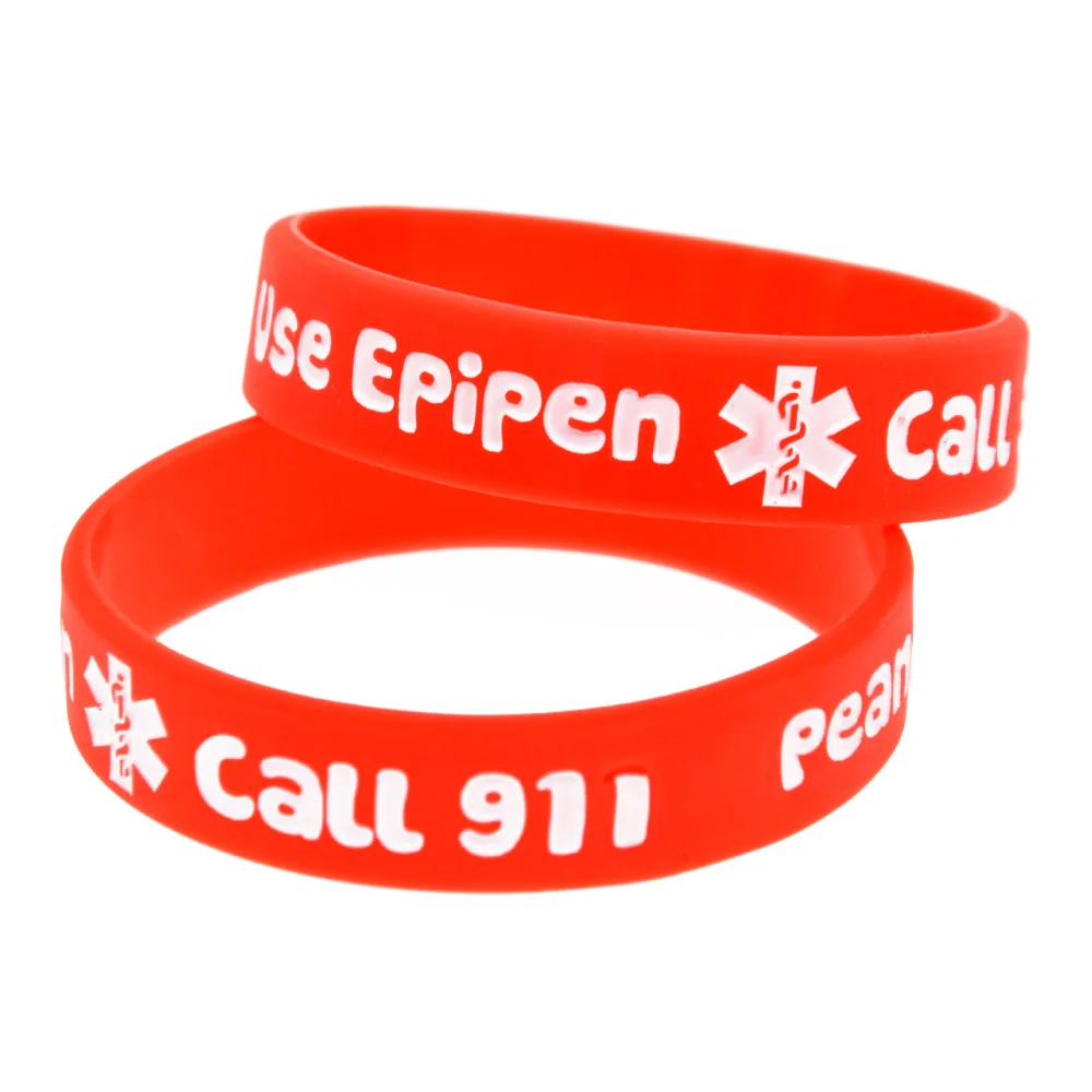 4 Pack Child Medical Alert Latex Allergy Silicone Bracelets Awareness  Wristbands | eBay