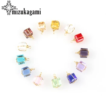 

12pcs/lot Colorful Crystal Birthstones Cube Gift Charms Pendant 8MM For Glass Living Memory Locket DIY Accessories