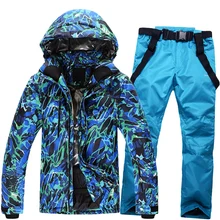 Мужской лыжный костюм, наборы, одежда для сноубординга, водонепроницаемая ветрозащитная зимняя теплая куртка и комбинезон размера плюс