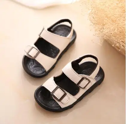 QGXSSHI/Новинка года; летние детские сандалии для мальчиков и девочек; дышащая обувь из натуральной кожи; Детские пляжные сандалии; обувь для малышей - Цвет: Белый