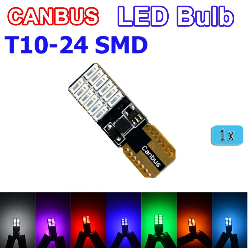 

flytop Super bright T10 W5W 3014 SMD 24 LED Canbus Reading Light 1 Pcs White / Blue / Red / Yellow / Green/Crystal Blue/Purple
