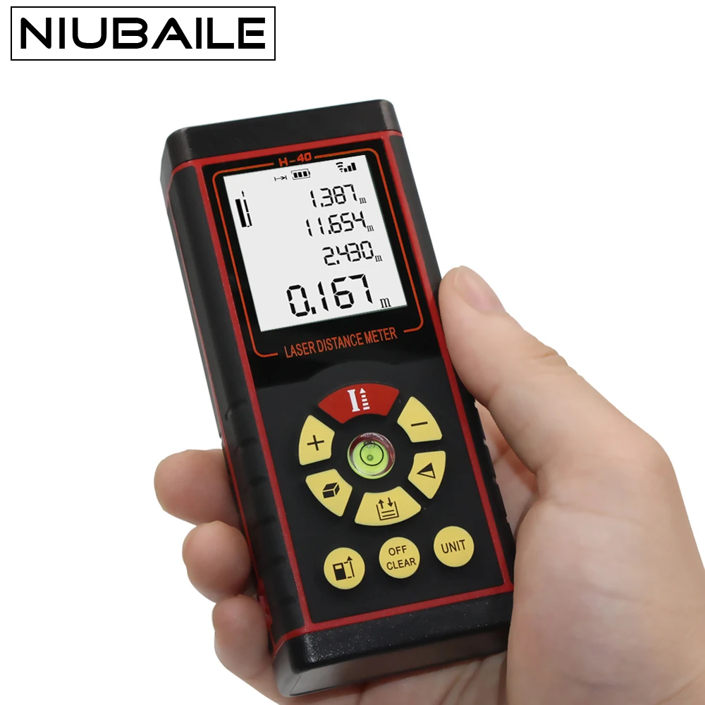 

NIUBAILE 40M Laser Rangefinder Roulette Laser Distance Meter Digital Electronic Laser Tapetrena de medir a laser H40-R