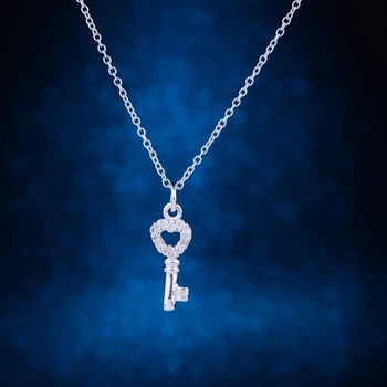 

key inlaid shiny silver plated Necklace 925 jewelry silver Pandant Fashion Jewelry KTWVHVJE