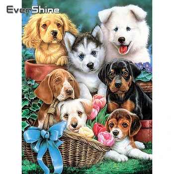 

EverShine Diamond Mosaic Animals Picture Of Rhinestones Diamond Painting Dog Cross Stitch Diamond Embroidery Home Decoration