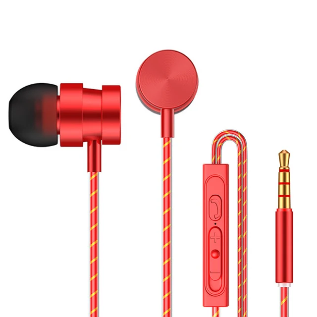 Металлические Магнитные наушники 3,5 мм в ухо наушники проводные наушники с микрофоном стерео гарнитура для samsung Xiaomi телефонов Kulaklik Earbud - Цвет: red