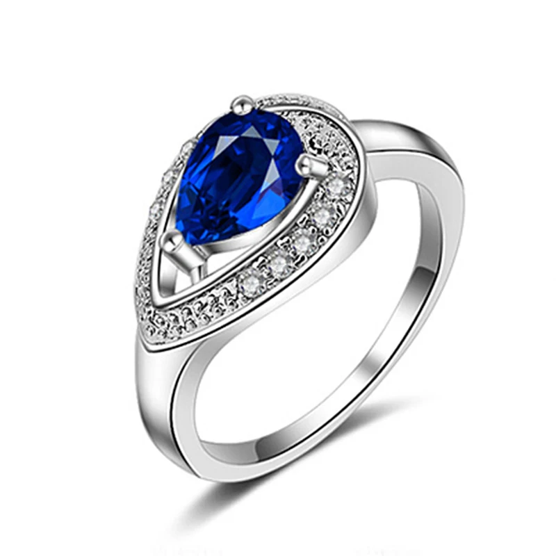 NEW ARRIVAL NEW STYLE RING Silver color durable Plated blue stone