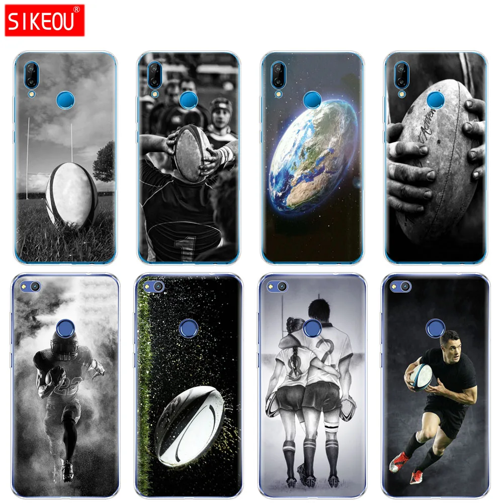 

Silicone Cover Phone Case For Huawei P20 P7 P8 P9 P10 Lite Plus Pro 2017 p smart 2018 Rugby Ball Sport