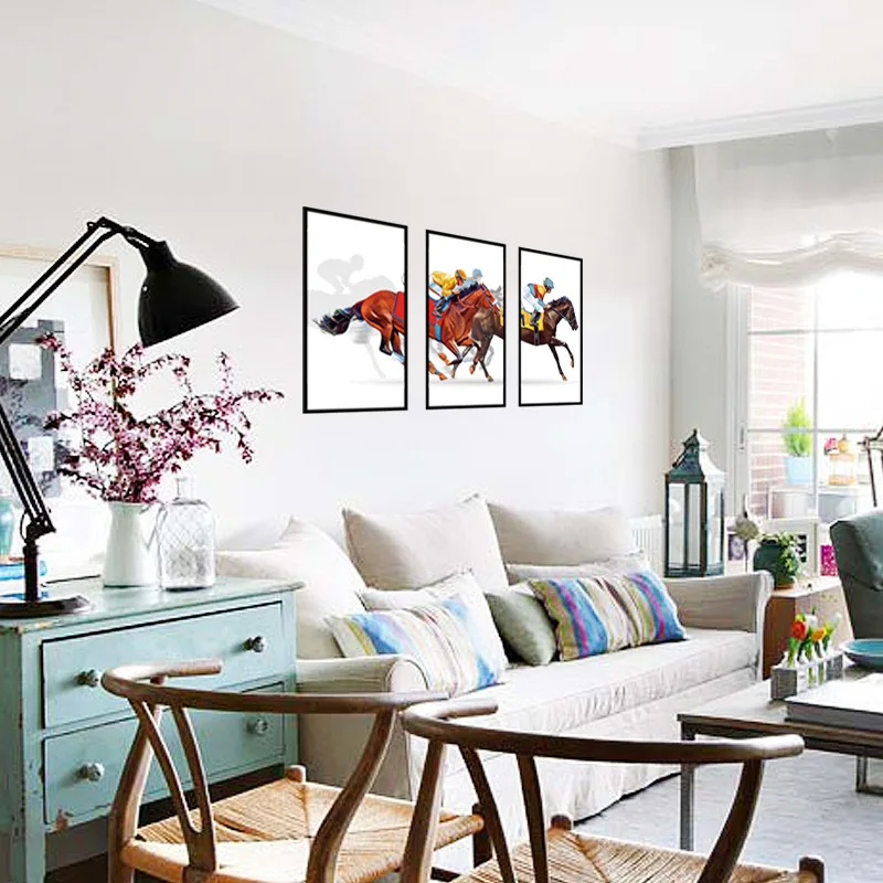 ديكور المنزل سباق الخيل 3 قطع مركب ملصقات الحائط غرفة المعيشة التلفزيون خلفية ديكور الجدار ملصق ديكور المنزل سباق الخيل 3 قطع مركب ملصقات الحائط غرفة المعيشة التلفزيون خلفية ديكور الجدار ملصق