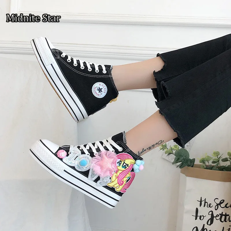 

2019 Superstar Canvas Women Shoes Espadrilles Spring Autumn Women Painted Board Shoes Lace Up Patchwork Casual Vulcanize Shoes