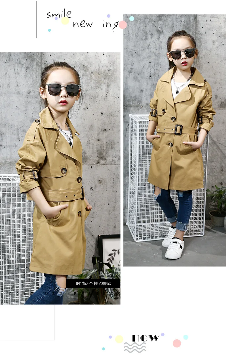 girls trench coats double breasted jackets for girls clothing tops kids windbreaker spring autumn outerwear 4 6 8 10 12 Years4 5 6 7 8 9 10 11 12 13 14  years old little big teenage girls autumn jackets trench coat girls child jacket (5)