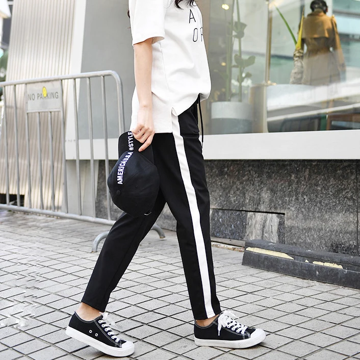 womens joggers with side stripe