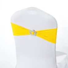 Новинка 100 шт. лайкра стул пояса лук Свадебная крышка лента на Банкетный стул пряжка с короной для свадьбы украшение для банкета и вечеринки