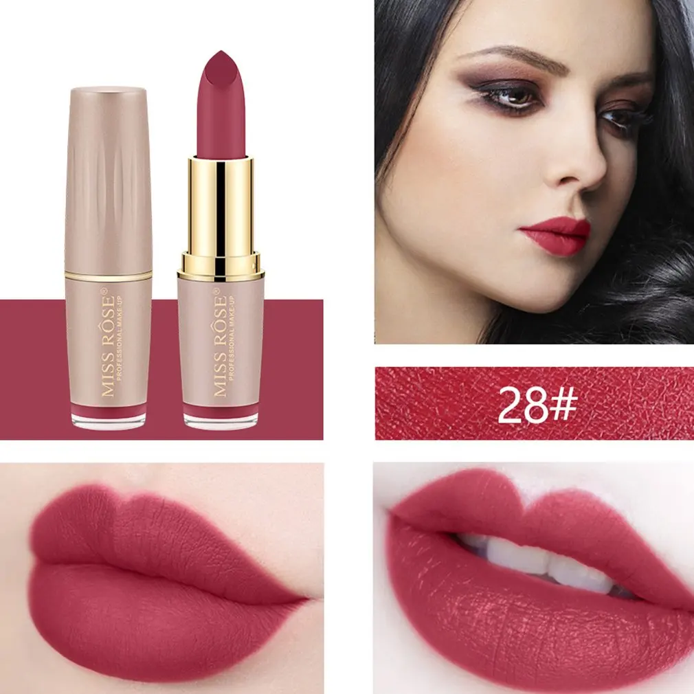 

For Miss Rose Matte Lipstick Brick Red Aunt Lip Balm Lipstick Gold Tube Persistent Non-Decolorized Lipstick