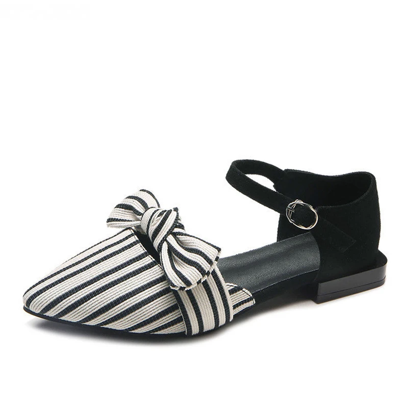 

2018 spring and summer check stripes sandals shoes fashion sexy bow flat shoes sandals wedding shoes woman summer woman sandals