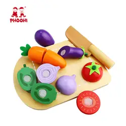 Дети деревянные резки овощей игрушки дети для игрушечной кухни еда играть игрушка для малышей PHOOHI