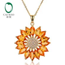 7.68ct если citформа цитрин H SI АЛМАЗ 14kt желтый золотой кулон для помолвки